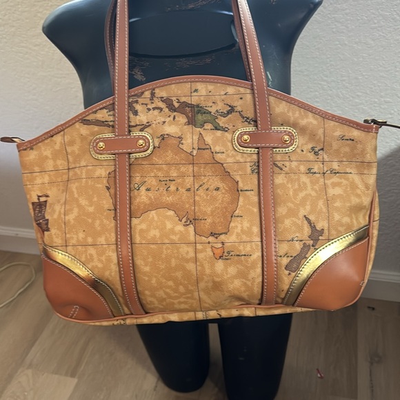 Alviero Martini Tan Map Print Women's Bag - Picture 4 of 11